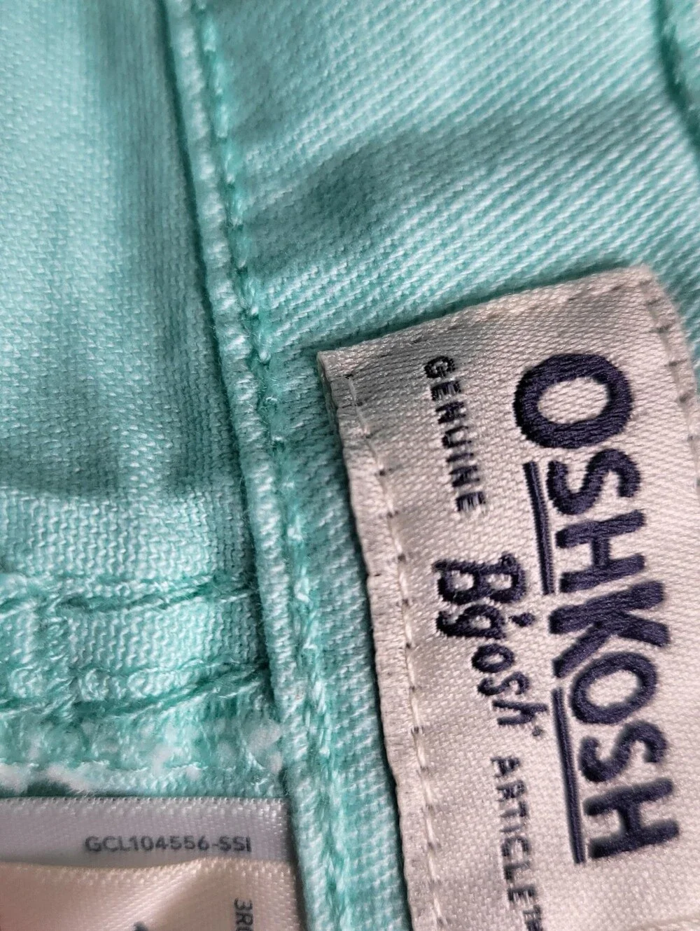 OshKosh B'gosh Mint Green Denim Shorts with Frayed Hem